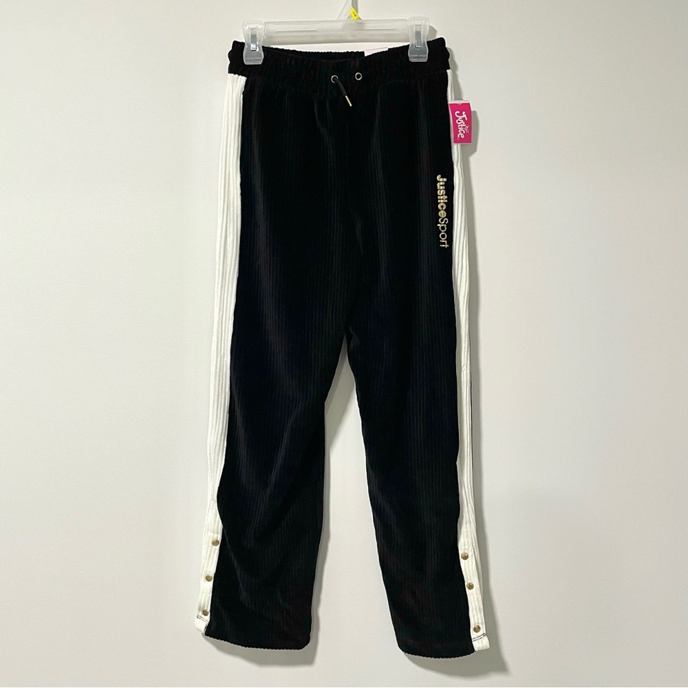 🟡2/$30 NEW Justice Sport Ribbed Velour Wide Leg Pants (size L)